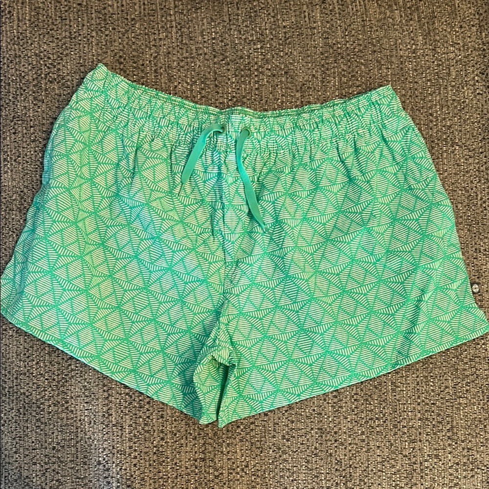 Lauren James Green Water Shorts with Geometric Pattern